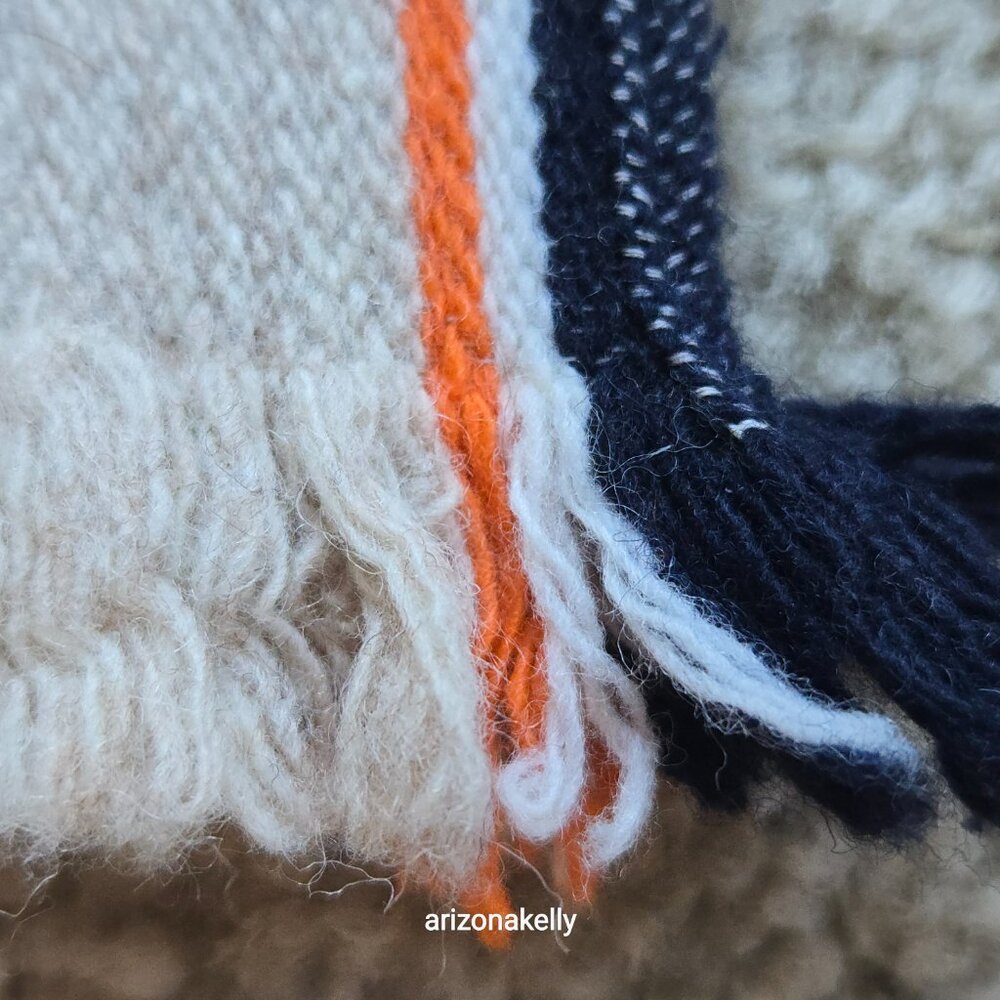 J. Crew Wool Scarf Italy Tan Cream Navy Orange - Picture 3 of 15